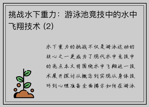 挑战水下重力：游泳池竞技中的水中飞翔技术 (2)